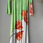 Alice + Olivia Delora Open Back Green Tulip Print 3/4 Sleeve Crew Maxi Dress 6 Photo 6