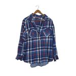 Lane Bryant  Navy Blue Red Plaid Double Layer Thick Button-Up Shirt Photo 1