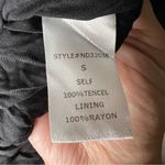 Bohme  Black Tencel Smocked Tiered Long Sleeve V-Neck MIDI Dress Photo 7