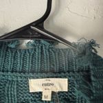 Entro ‎ Womens M Green Cable Knit V Neck Distressed Fringe Sweater Boho Western Photo 3