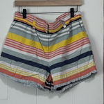 Loft  linen blend bold striped frayed Beachy shorts size 10 Photo 0