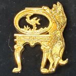 Vintage 1928 Cat And Fish Bowl Kitty Brooch Broken No Lucite or Pin 2" Gold Photo 0