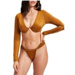 Good American NWT  Showoff Long Sleeve Underwire Bikini Top BRONZE BROWN Photo 6
