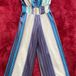 Karina Grimaldi Wide Leg Jumpsuit Strapless Blue and White Size XS Photo 0