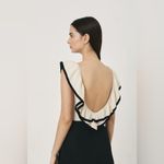 NWT SEROV KNIT BODYSUIT OFF WHITE & BLACK TRIM large Photo 1