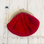 Vintage Red Velvet Bud Leather Creations Coin Purse with Lucite Hardware Photo 5