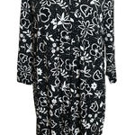 J. Jill Shirt Dress Small Black Floral Print Button Front Stretch Cotton Knit Black Photo 0