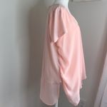 Kate & Mallory Peach blouse- V- neck symmetrical sheer hem Photo 6