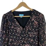 CeCe  Black Floral Metallic Blouse Long Sleeve V Neck Women's M Photo 1