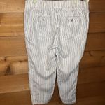 Athleta  Linen Stripe Crop Pant Stretch Waist Drawstring White Summer Beach 14P Photo 6