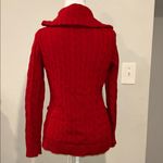 Ralph Lauren Lauren Sweater Womens S Red Cable Full Zip Brass Buckles Pockets Photo 5