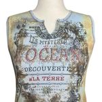 Vintage Y2K Blue Tan Rhinestone Graphic Tank 100% Cotton. Large. Western Artsy Photo 5