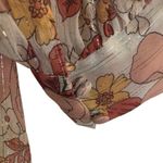 Veronica Beard  Womens Milan Blouse Pink Floral Long Sleeve V Neck Metallic 0 New Photo 3