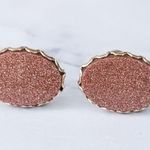 Vintage Screw On Earrings Burnt Orange Glittery Oval Shape 0.75" Photo 3