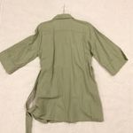 ZARA NWT  LINEN BLEND SHIRT MINI DRESS GREEN SZL bust40 US 8 Photo 5