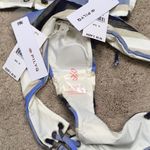 PilyQ Rare. metallic navy, blue, tan, cream stripe lace up bikini. NWT Photo 12