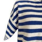 Vintage Blue White Nautical Stripe Henley Knit Short Sleeve Shirt Size Medium Photo 12