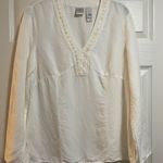 Emma James Women’s Linen Blend Embellished White Tunic Size 14 Photo 0