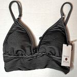 Shade & Shore Black White Striped Textured Longline Bikini Top Size S (4-6) New! Photo 0