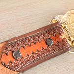 Vintage Y2K Tooled Leather Western Belt Heart Buckle Full Grain Cowhide 42 Photo 7