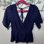 Trixxi ❤️ from Francesca’s Navy Lace Overlay Peplum Top Medium NWT CLEARANCE Photo 0
