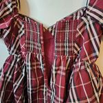 Maeve  Plaid Puff Mini Dress Red Anthropologie Short Sleeve Sweetheart NWT XL Photo 6