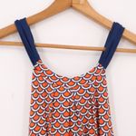 Mud Pie  Orange Navy Tie Back Midi Dress Vacation Summer Beachy Sleeveless Size L Photo 1