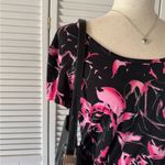 Y2K Rose Patterned Black Pink Faux Rhinestone Short Sleeve Blouse Top Size M Photo 2
