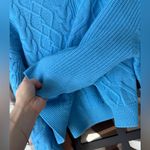 Cami NYC  merino wool sweater cable knit Davney electric blue mock balloon sleeve Photo 6