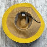 Lord & Taylor NWT Yellow and Tan Pom Pom Paper Beach Sun Hat One Size Photo 2