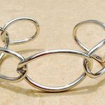 Silver Tone Open Link Cuff Bangle Bracelet Photo 0