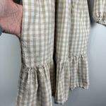 J.Crew Seersucker Ruffleneck Mini Dress Women 4 White Beige Gingham Plaid Preppy Photo 6