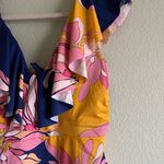 Trina Turk One Piece Swimsuit  Breeze Ruffle V-Neck Plunge Tropical Photo 4