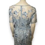 Adrianna Papell Light Blue Embroidered Mesh Illusion Floral Lace A-line Gown NWT Photo 9