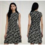Madewell Smocked Crewneck Sleeveless Mini Dress in Floral Black White Sz 2 NU575 Photo 1