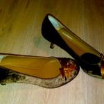 Joey gold brown Christmas holiday velvet leather heels Size 8.5 Photo 7