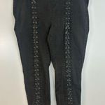 Torrid Black/Grey Wash Faux Leather Lace Up Denim Jeggings Size 2X Short Photo 0