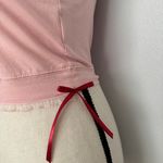 Boutique coquette ruffle trim pink tank with red gingham bow, red rosebud, & side red ribbon bows Photo 5