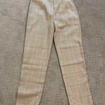 Lulus NWT- Brown & Cream Plaid High Waist Pleat Pants Photo 5