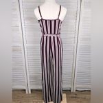 Forever 21  Velour Wide Leg Jumpsuit Burgundy/White Stripes-Medium Photo 3