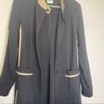 Airfield Button Down Long Sleeve Black Jacket Khaki Satin Trim M Size M Photo 11