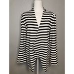 Serra Women’s Blazer L Black White Striped Open Front Pockets NWT New Lagenlook Photo 1