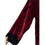 Natori  Velvet Floral Red Roses Dress Women's Size M Medium Long Sleeve *read/see Photo 2