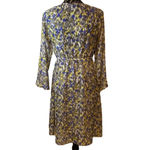 Gabby Skye  Gray Blue Yellow Watercolor LS MIDI Dress Size 8 Lined Cami‎ Photo 5