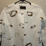 Massimo Dutti  White Abstract Cat Animal Print Crop Blazer 3/4 Sleeve Jacket US 2 Photo 1