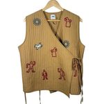ZARA Blogger Favorite Women’s Oversized Quilted Embroidered Wrap Vest Brown L Photo 5