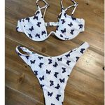 Bikini Bottom & Top Swim Suit With Wrap Size Small ~ White ~ Butterflies Photo 0
