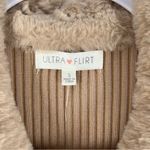 Ultra Flirt Stretch Ribbed Fitted Long Sleeve Zip Front Faux Fur Collar Sweater Photo 4