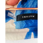 Natori White Blue Floral Collared Front Button Cinched Waist Andora Dress Size 8 Photo 9