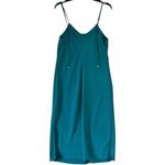 Sam Edelman Teal Satin Slip Dress Midi Spaghetti Strap V neck Women's sz 10 Photo 5